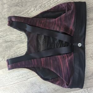 Lululemon Striped Black & Purple Sports Bra Size 8